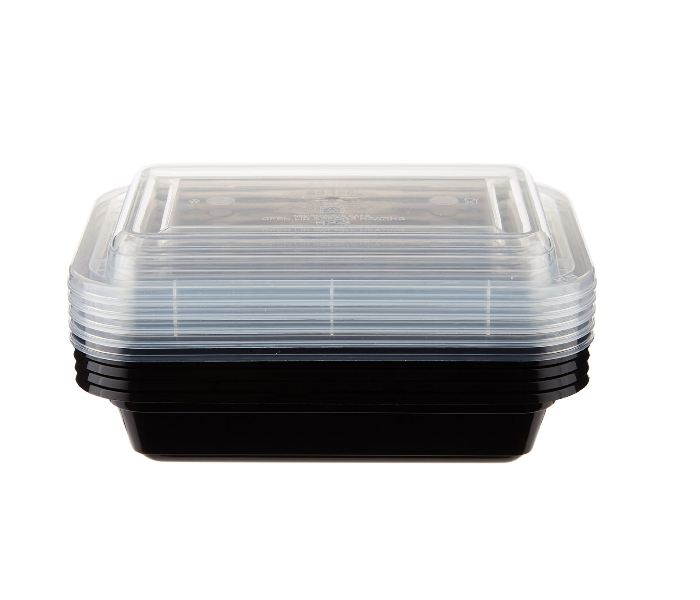 Hotpack HSMBBRE8 Set of 5 Pieces 8 Oz Black Base Rectangular Container With Lids - Zoom Image 2