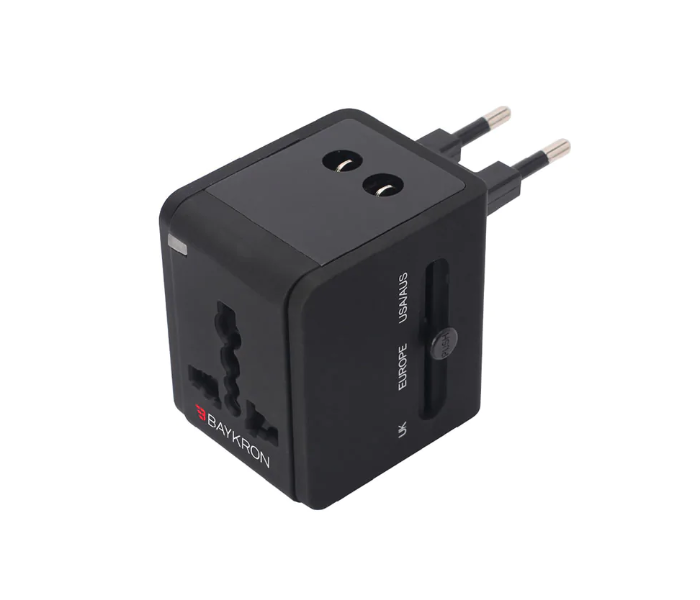 Baykron ITC005 Universal Travel Adapter With Two Usb Ports - Black - Zoom Image 4