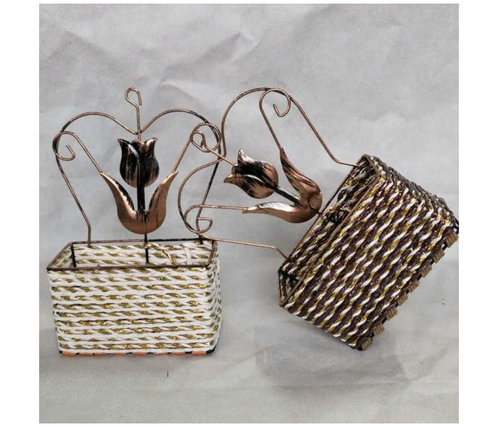 High-End Wrought Iron Rattan Flower Basket - Zoom Image 2