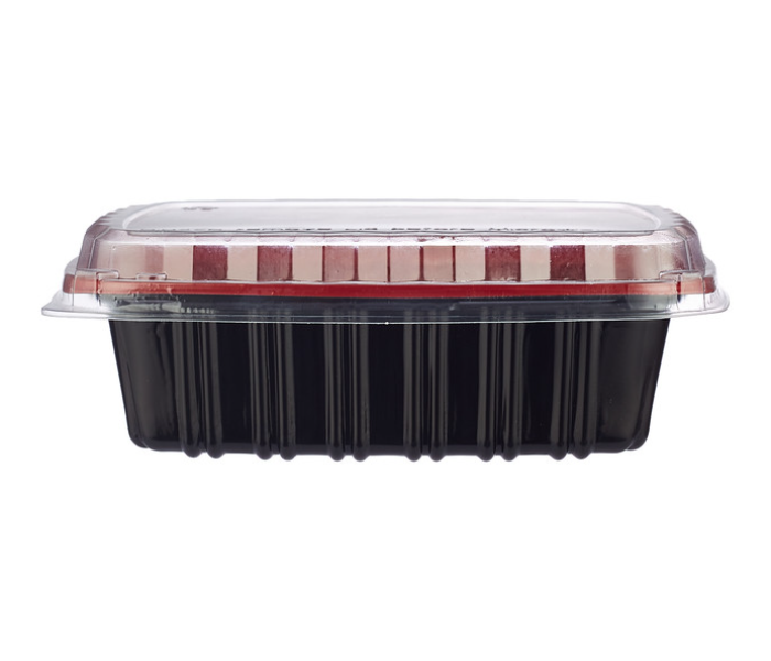 Hotpack HSMRB750 Set of 5 Pieces 750 ml Red and Black Base Container With Lids - Zoom Image 3