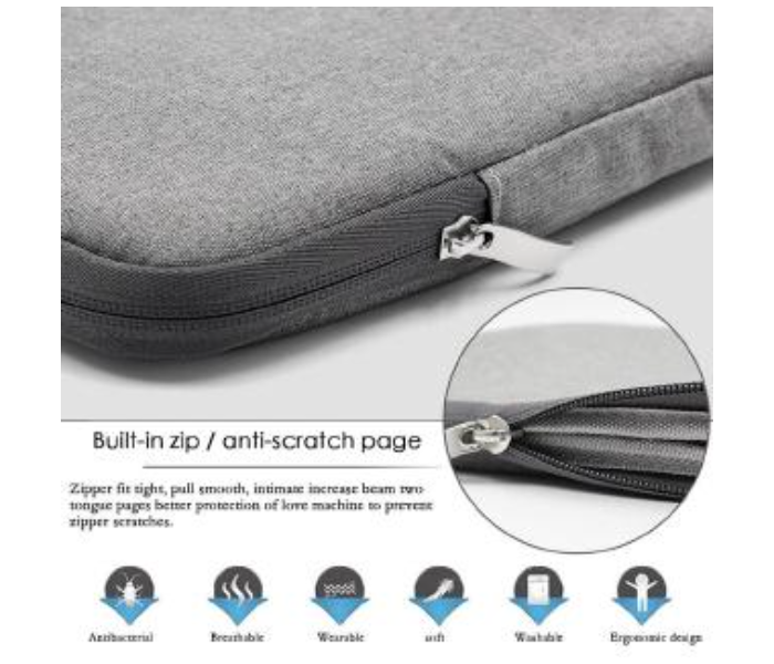 Lightweight 13.3 Inch Compatible Laptop Protective Pouch - Grey - Zoom Image 5