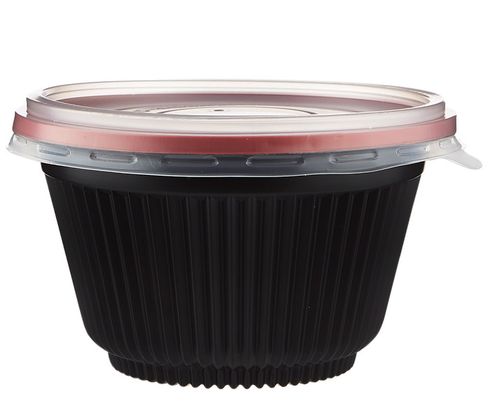 Hotpack HSMRBSB550 Set of 5 Pieces 550 ml Red and Black Base Soup Bowls With Lids - Zoom Image 3