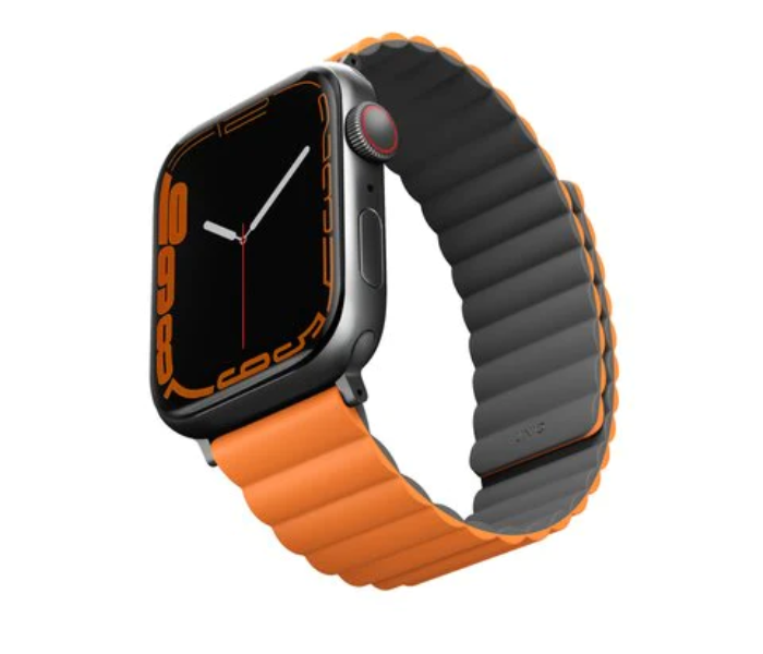 Uniq Revix Reversible Magnetic 45 44 or 42mm Apple Watch Strap - Grey and Orange - Zoom Image 1