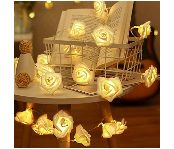 LED Rose Light String with 1.5Meter USB and 10 Flowers - White - Zoom Image 4