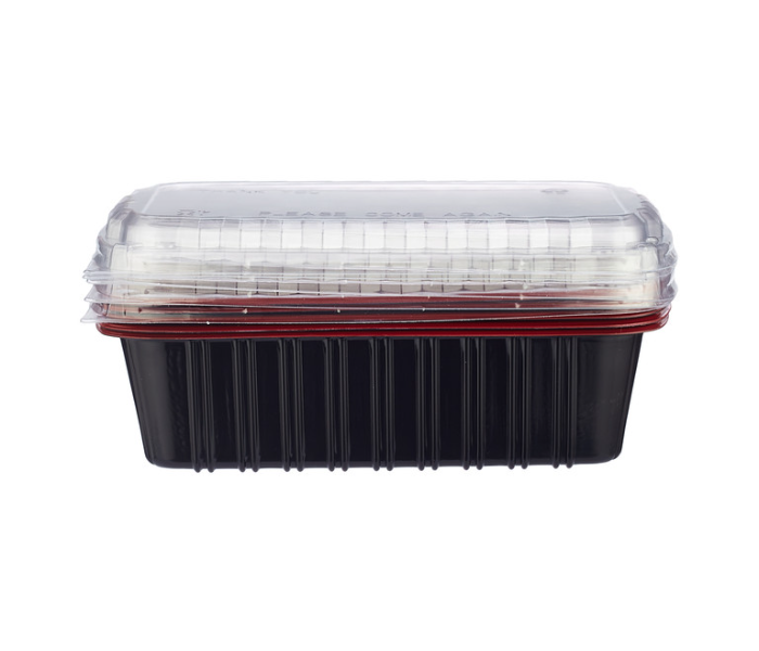 Hotpack HSMRB1000 Set of 5 Pieces 1000 ml Red and Black Base Container With Lids - Zoom Image 2