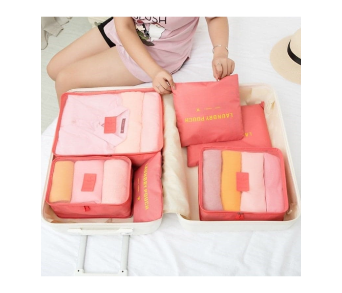 Set of 6 Korean Waterproof Travel Storage Multifunctional Bags - Pink - Zoom Image 2