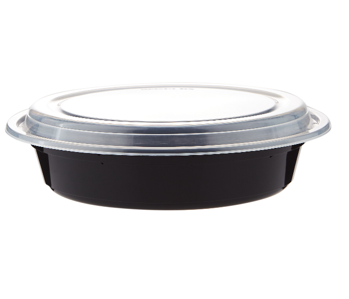 Hotpack HSMBBRO48 Set of 5 Pieces 48 Oz Black Base Round Container With Lids - Zoom Image 2