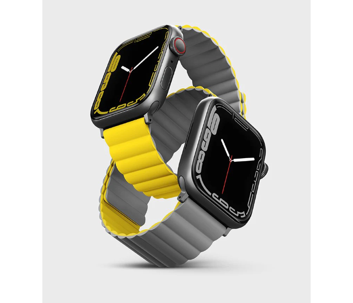 Uniq Revix Reversible Magnetic 45 44 or 42mm Apple Watch Strap - Yellow and Grey - Zoom Image 2