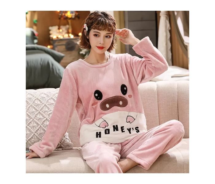 Femme Cartoon Printed Furry Plush Winter Warm Velvet Pajamas Set for Women - Free size Mixed Color - Zoom Image 2