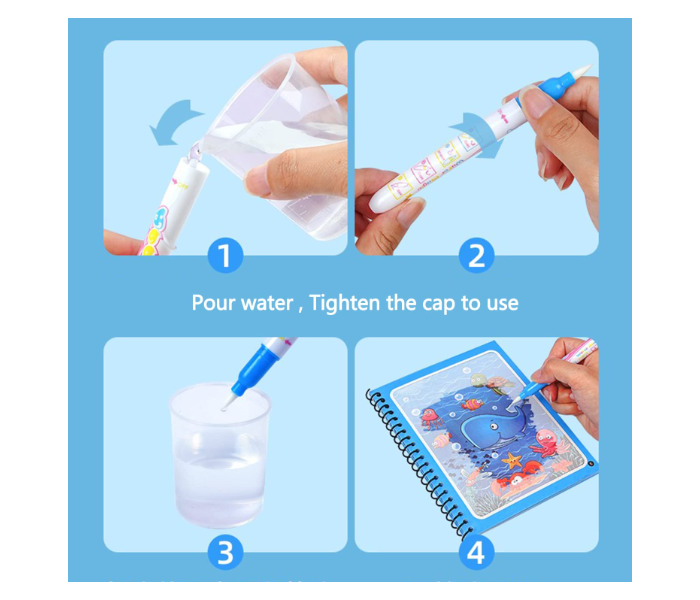 4 Pieces Magic Water Book Reusable for Painting Children's Cartoon Images with Water Pen-B - Zoom Image 3