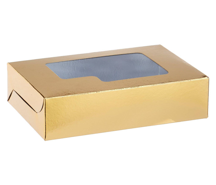 Hotpack HSMSBAGW1510 Set of 5 Pieces Aluminium or Gold Quoted Window Sweet Box - Zoom Image 1