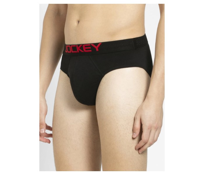 Jockey US07 Briefs with Exposed Waistband for Men Large - Black - Zoom Image 2