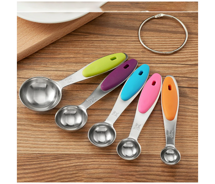 Set of 5 Pieces Stainless Steel Small Measuring Cups And Spoons - Silver - Zoom Image 1