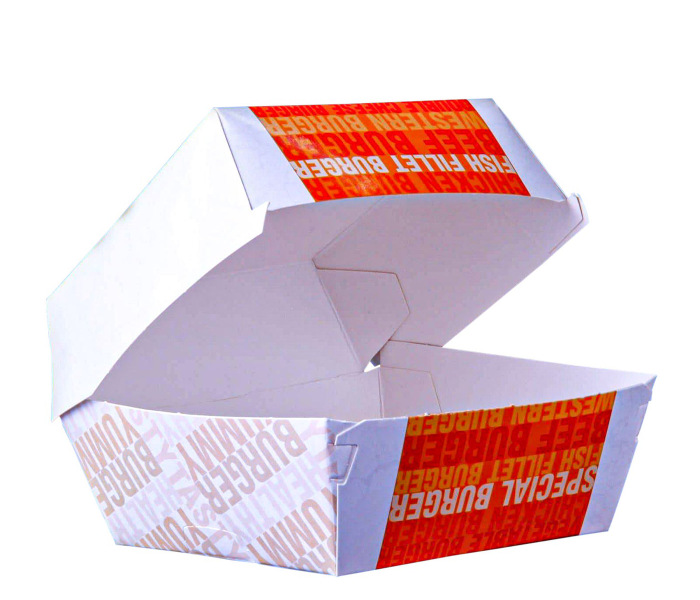 Hotpack HSMPPBLX5 Set of 5 Pieces Large Printed Burger Box - Zoom Image