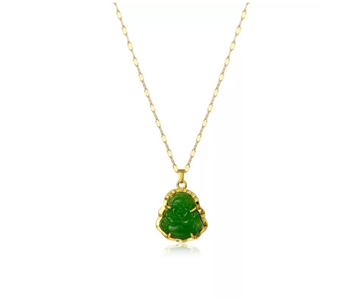 Jade Laughing Buddha Design Pendant Necklace for Women - Zoom Image 1