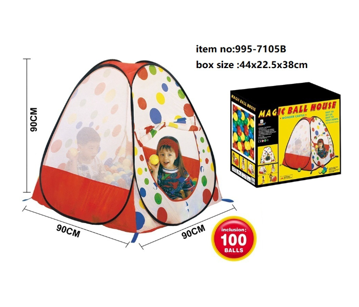 995-7105B Kids Tent with Set of 100 Pieces 7cm Ball Activity Toy for Kids - Zoom Image