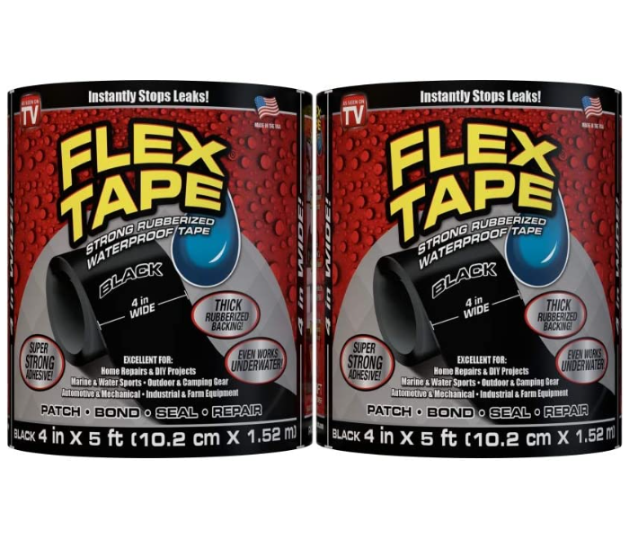 2 Piece Rubberized 4''x5' Waterproof Flex Tape for Emergency Quick Water Leak Repairing - Zoom Image 1