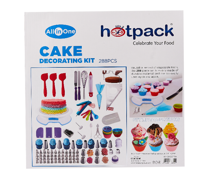 Hotpack HSMCDK288TT30 Set of 288 Pieces Cake Decorating Kit with 30cm Table - Zoom Image 2