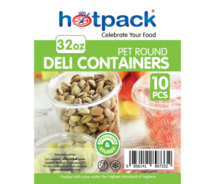 Hotpack HSMDCR32PET Set of 10 Pieces 32Oz Deli PET Round Container With Lid - Zoom Image 5