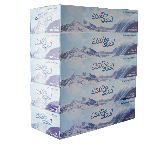 Hotpack SNCT100 Soft N Cool 100Pulls 2Ply 5Box Facial Tissue - Zoom Image 1