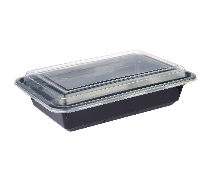 Hotpack HSMBBRE32 Set of 5 Pieces 32 Oz Black Base Rectangular Container With Lids - Zoom Image 4