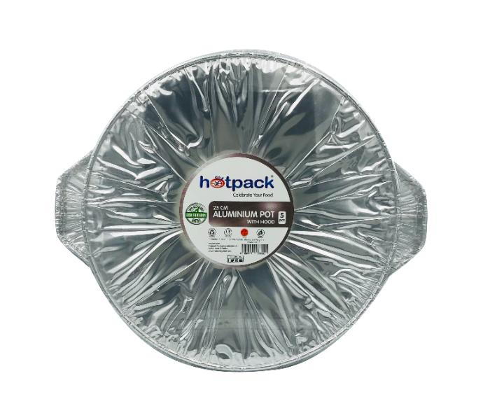 Hotpack HSMAPOT25 Set of 5 Pieces 25 cm Aluminium Pot With Hood - Zoom Image