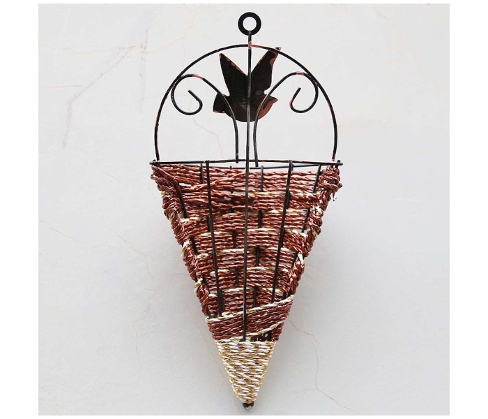 Triangle Wall Decor Hanging Flower Basket - Brown - Zoom Image 1