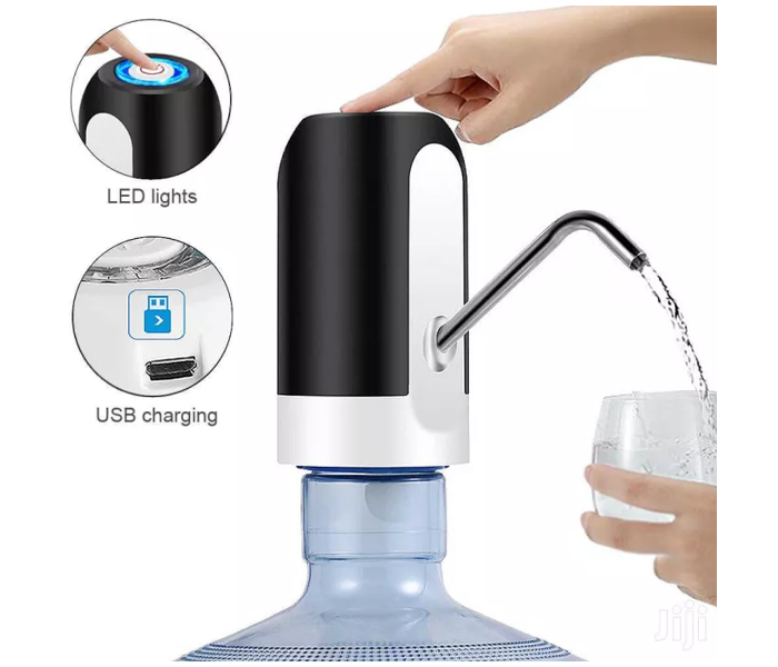 LED Lights USB Charging Smart Water Pump - Black and White - Zoom Image 2