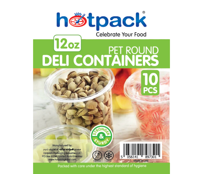 Hotpack HSMDCR12PET Set of 10 Pieces 12Oz Deli PET Round Container With Lid - Zoom Image 5