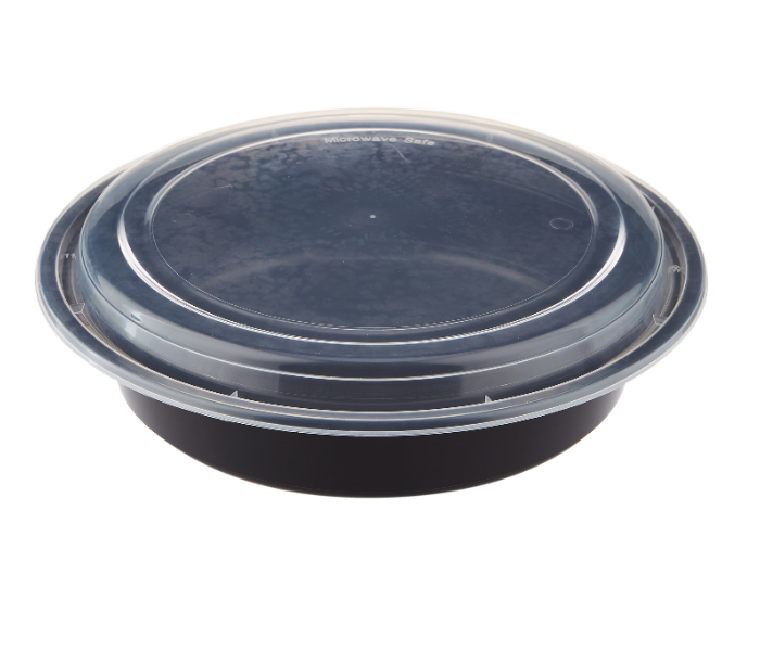 Hotpack HSMBBRO48 Set of 5 Pieces 48 Oz Black Base Round Container With Lids - Zoom Image 3