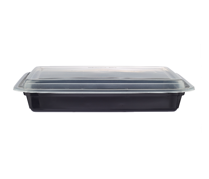 Hotpack HSMBBRE58 Set of 5 Pieces 58 Oz Black Base Rectangular Container With Lids - Zoom Image 3