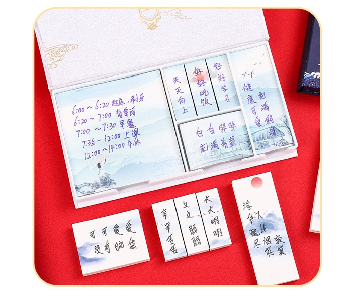 Chinese Style Boxed Hot Stamping Sticky Notes - White - Zoom Image 2