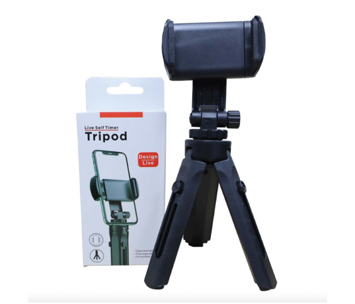 Live Self Timer Mobile Tablet Tripod Stand - Black - Zoom Image