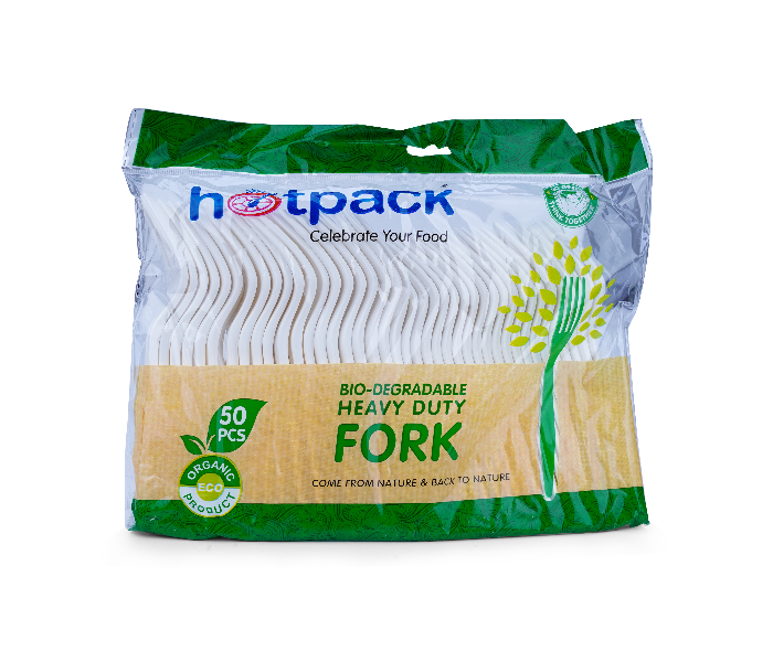 Hotpack BDPFHD Set of 50 Pieces Heavy Duty Bio Degradable Fork - Zoom Image 1