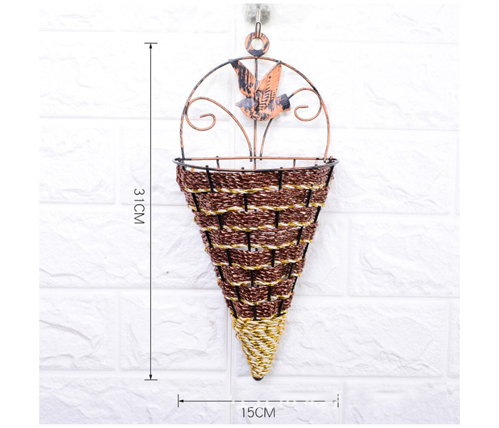 Triangle Wall Decor Hanging Flower Basket - Brown - Zoom Image 2