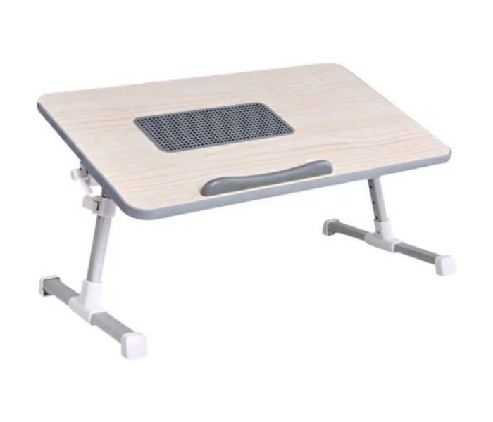 Foldable and Adjustable Tilt Angle Laptop Table With Cooling Fan - Grey - Zoom Image 1