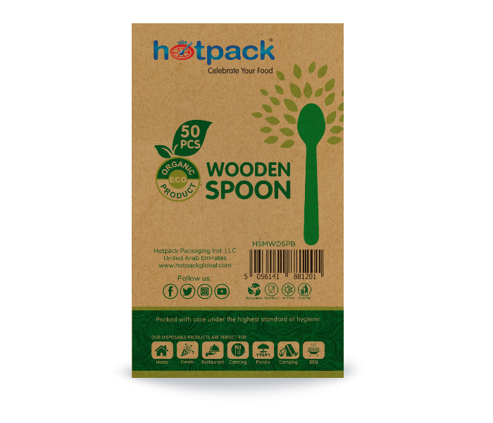 Hotpack HSMWDSPB Set of 50 Pieces Wooden Spoon - Zoom Image 4