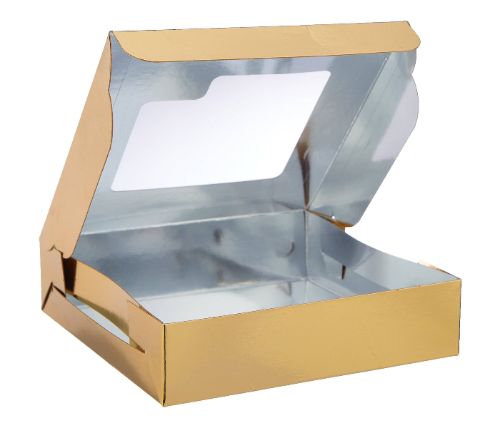 Hotpack HSMSBAGW1515 Set of 5 Pieces Aluminium or Gold Quoted Window Sweet Box - Zoom Image 2