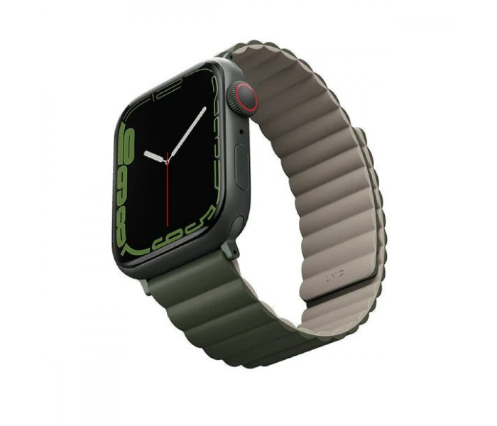 Uniq Revix Reversible Magnetic 45 44 or 42mm Apple Watch Strap - Green and Grey - Zoom Image 2