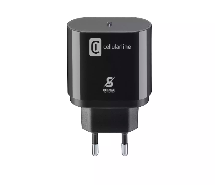 Cellularline ACHUSBCPD25WUKK 25W Uk Plug Usb-C Charger - Black - Zoom Image