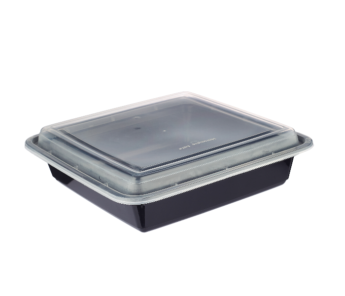 Hotpack HSMBBRE48 Set of 5 Pieces 48 Oz Black Base Rectangular Container With Lids - Zoom Image 4