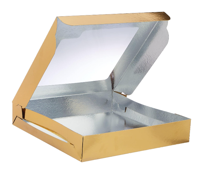 Hotpack HSMSBAGW2525 Set of 5 Pieces Aluminium or Gold Quoted Window Sweet Box - Zoom Image 2