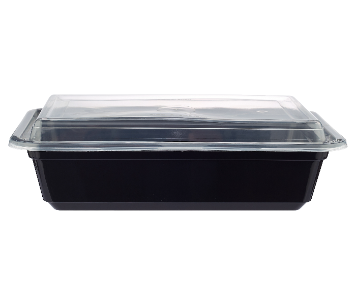 Hotpack HSMBBRE38 Set of 5 Pieces 38 Oz Black Base Rectangular Container With Lids - Zoom Image 3