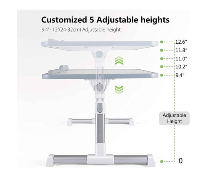 Foldable and Adjustable Tilt Angle Laptop Table With Cooling Fan - Grey - Zoom Image 4