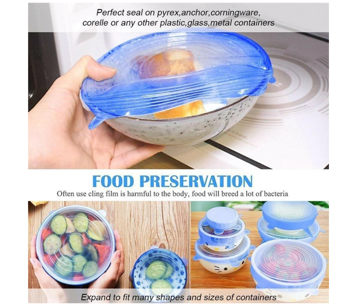 Set of 6 Pieces Silicon Food Storage Bowl Cover - Zoom Image 5