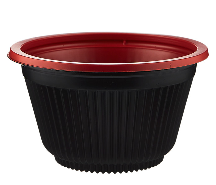 Hotpack HSMRBSB700 Set of 5 Pieces 700 ml Red and Black Base Soup Bowls With Lids - Zoom Image 5