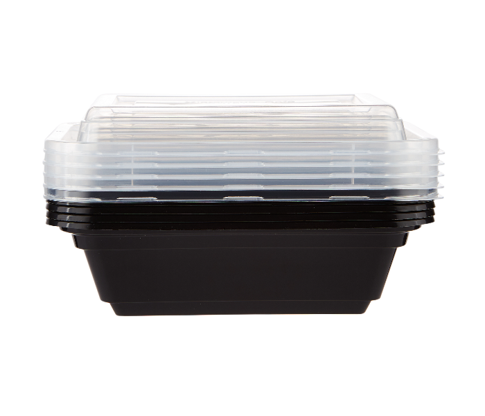 Hotpack HSMBBRE12 Set of 5 Pieces 12 Oz Black Base Rectangular Container With Lids - Zoom Image 2