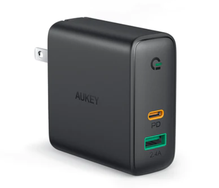 AUKEY PA-D3 BK Dual-Port 60W Pd Wall Charger With Dynamic Detect - Black - Zoom Image 1