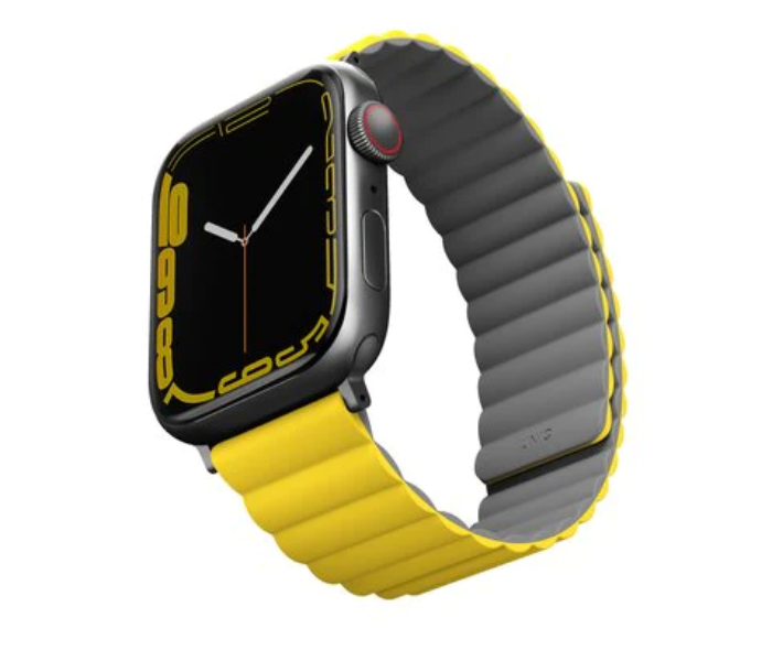 Uniq Revix Reversible Magnetic 45 44 or 42mm Apple Watch Strap - Yellow and Grey - Zoom Image 1