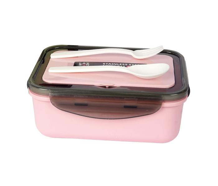 Stainless Steel Inner Lunch Box with Spoons - Pink - Zoom Image